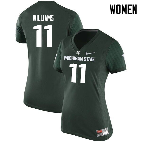 Women #11 Davion Williams Michigan State Spartans College Football Jerseys Sale-Green